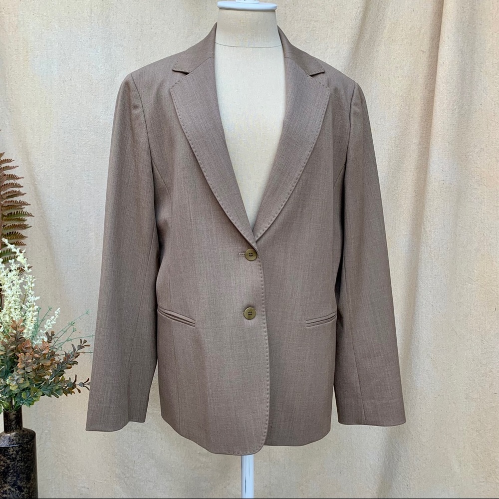 LAFAYETTE 148 Light Brown Stretch Wool Blazer Coat